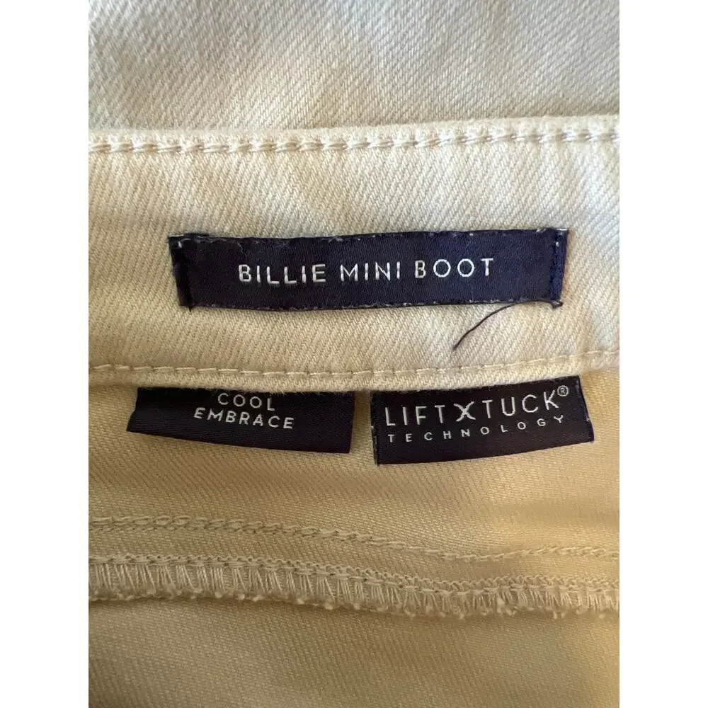 NYDJ Cream Almond Beige Ankle Flare Crop Stretch Denim Size 14 Billie Mini Boot